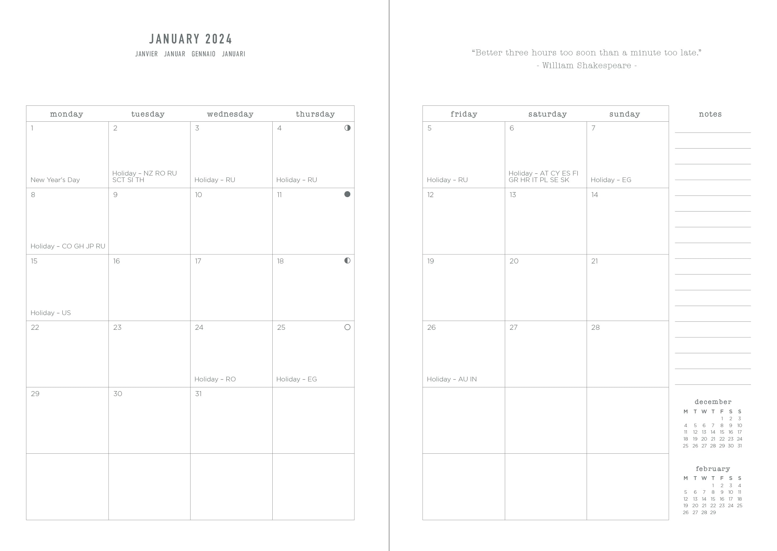 Letts Big Plans A6 2024 week to view diary - rust - Image 3