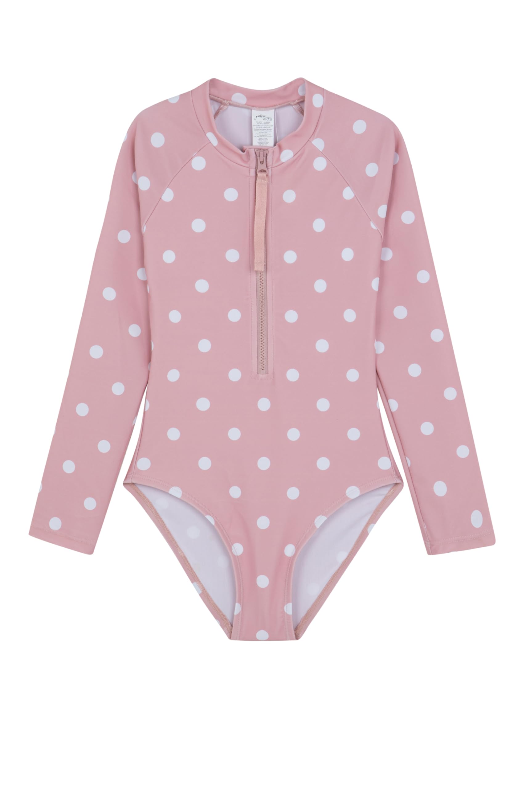 Gottex Girls Kids Long Sleeve Zip Front One Piece Swimsuit Chlorine Fade Resistant and Built-in UPF UV Protection, Pink