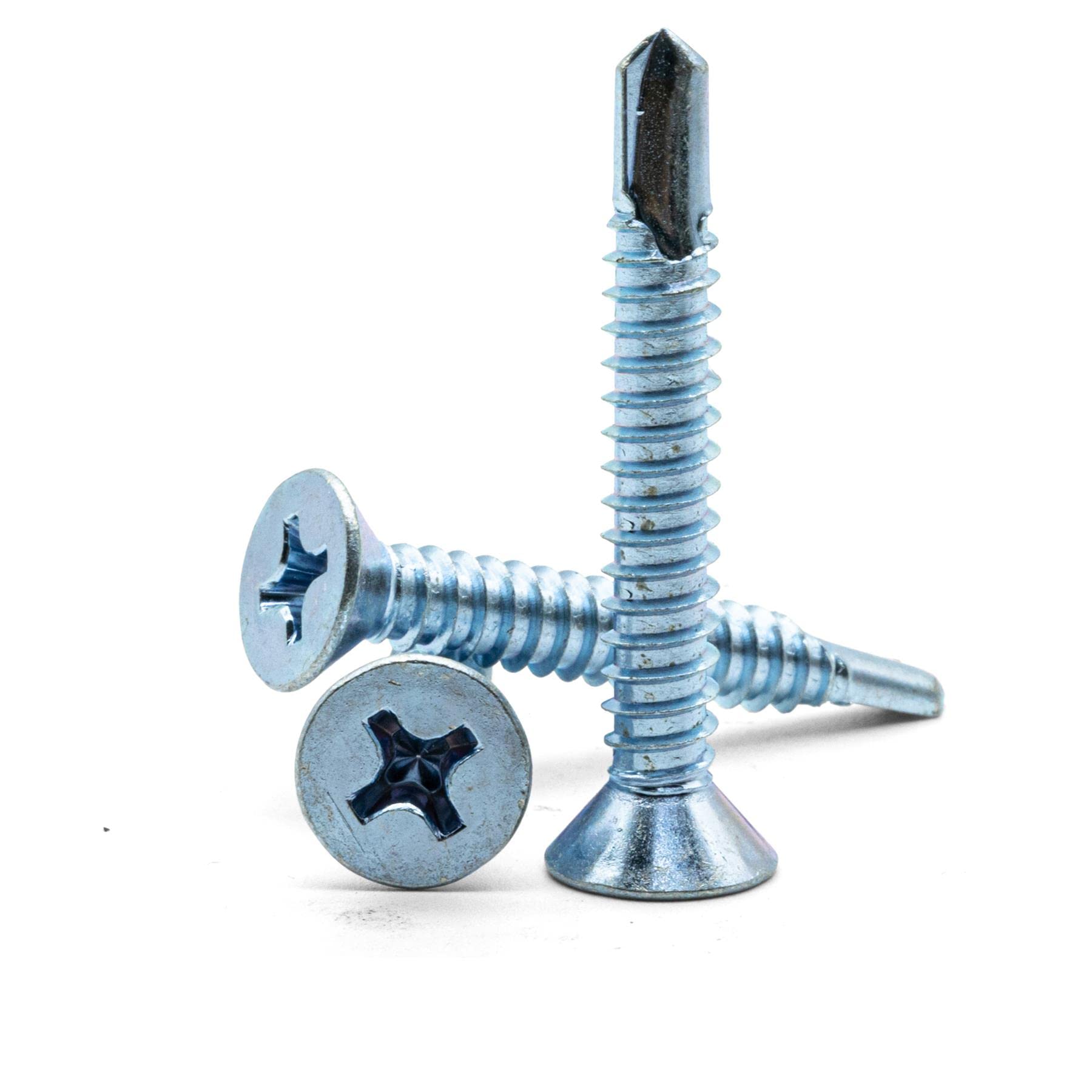 Hippo Hardware (6.3mm X 38mm) Self Drilling Countersunk Tek Zinc Screws Self Tapping Metal Fixing Windows Roofing (Pack of 10)