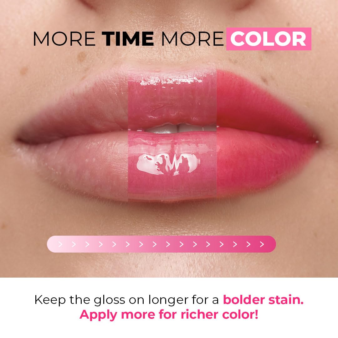 Lamel All In One Lip Tinted Plumping Oil- Watermelon, Lip Oil Tint for Pigmented Lips | Hydrating, Plumping & Glossy Lip Tint | Non-Sticky Lip Oil with Long-Lasting Tint | 3ml 3