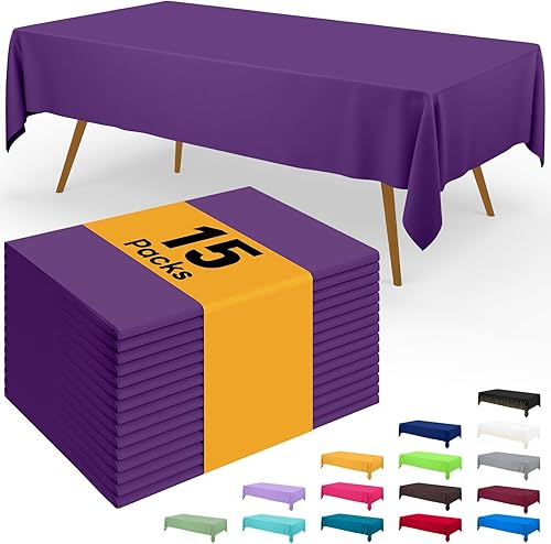 Miniatura 129 de Smiry - Juego de 6 manteles desechables, manteles rectangulares impermeables de 54 x 108 pulgadas para fiestas, mantel de plástico decorativo, a