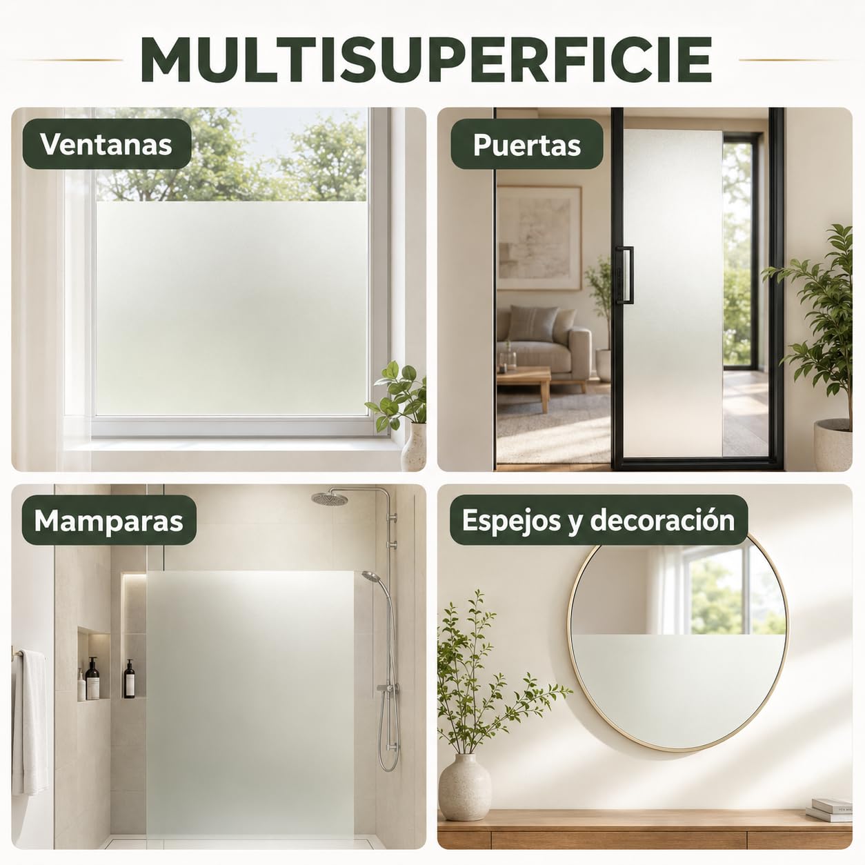 SPSIL Spray Efecto Translúcido Esmerilado Blanco Roto 400ml X 6, Acabado Mate, Resistente al Agua, para Vidrio, PVC, Acrílico y Proyectos Decorativos Interiores