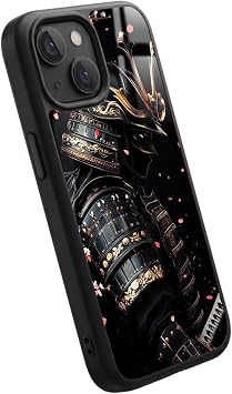 Apple iPhone 15 ile Uyumlu Samuray Zırhı Tasarımlı Glossy Premium Kılıf, Silikon, Siyah