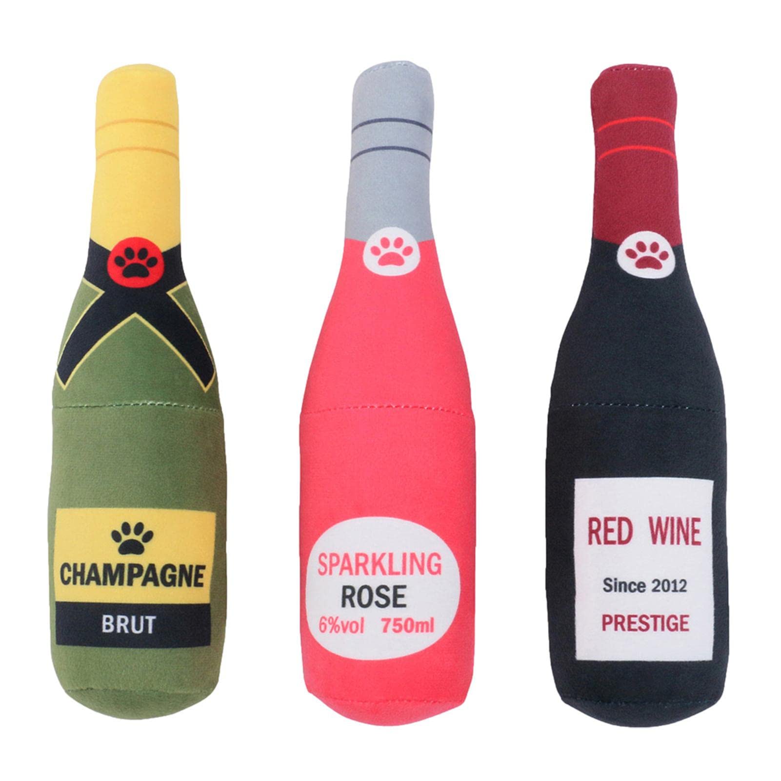 GIMOCOOL Dog Beer Bottle Plush Toys, Pet Plush Squeaky Dog Toy, Red Wine Champagne Cute Dog Bottle Toys, Funny Red Wine Squeaky Dog Toys Dog Chew Toys for Medium Large Breed