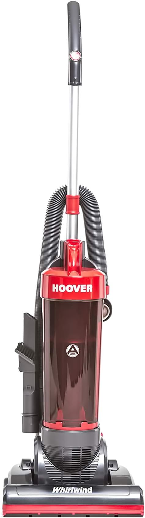 Hoover Whirlwind Bagless Upright Vacuum Cleaner, WR71 WR01001-39100460, Lightweight, Above Floor Cleaning, Tools Onboard - Grey/Red [Energy Class A]