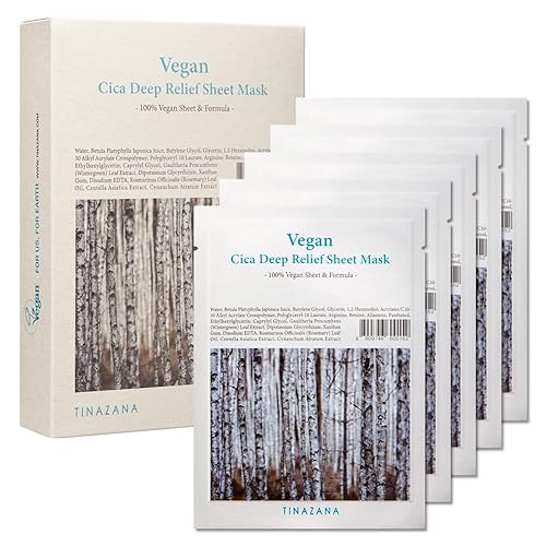 Miniatura 1 de Máscara de hoja de alivio profundo de cica vegana  Essence Hoja de máscara facial de cara completa, piel seca sensible, calmante, fórmula 100%