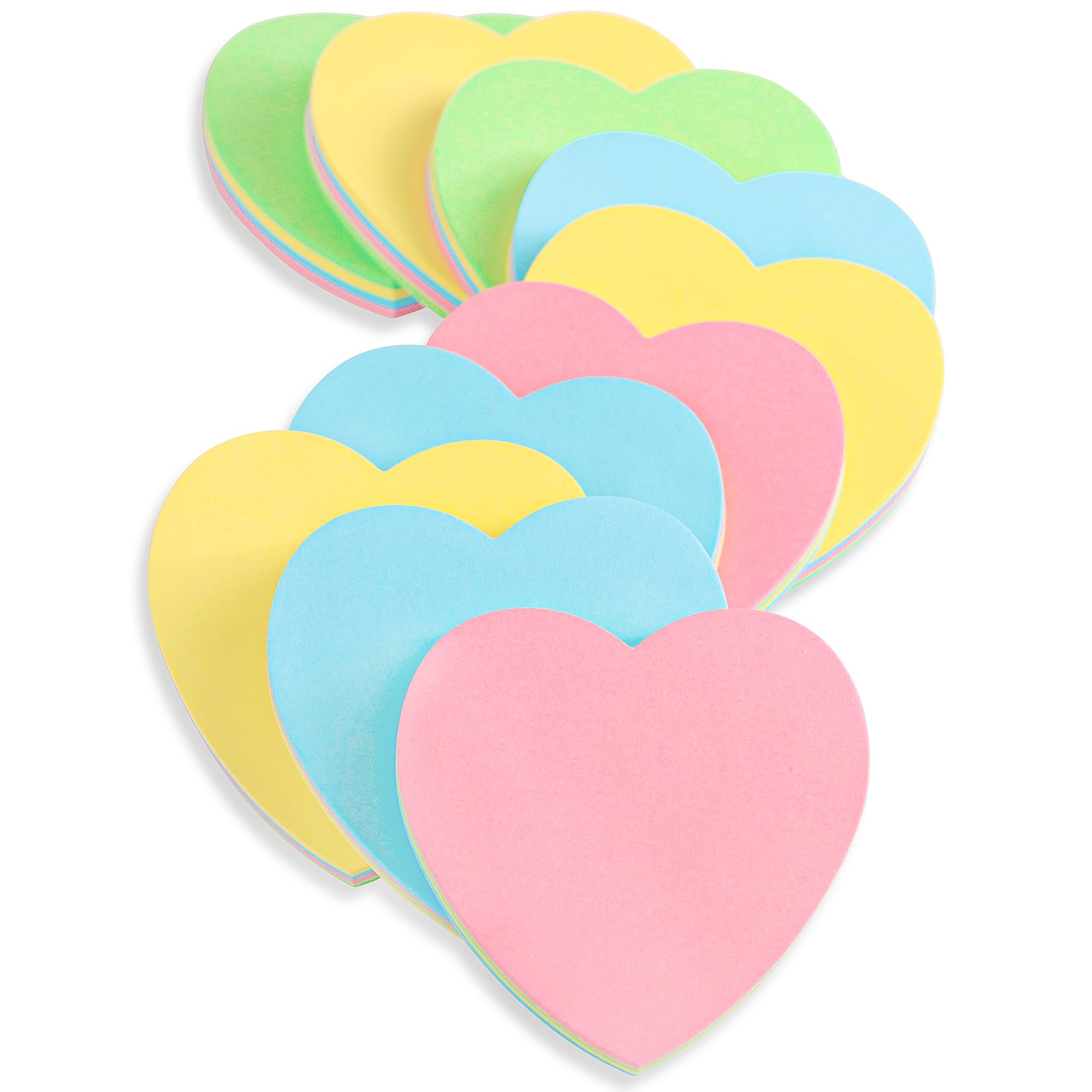 1000 Sheets Sticky Notes - 10 Pads 70×70mm Heart Shaped - 4 Mixed Colors Removable Self Stick Notes Memo Cute Leaves Post for Office/Home/Kitchen/Baking/School Bulk Sale