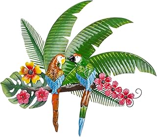 VEWOGARDEN Parrots Wall Decor Large Outdoor Metal Bird Wall Art for Patio Farmhouse Garden Living Room Bedroom Decorations