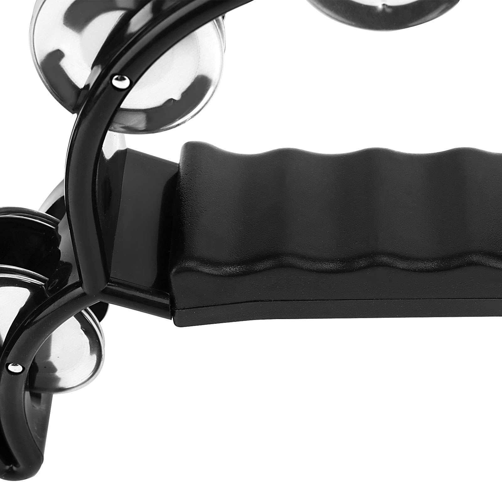 JOIKIT Lot de 4 tambourins musicaux à double rangée de 22,9 cm, demi-lune, jingles en métal pour adultes, église, fête, karaoké, bar, cadeau, noir