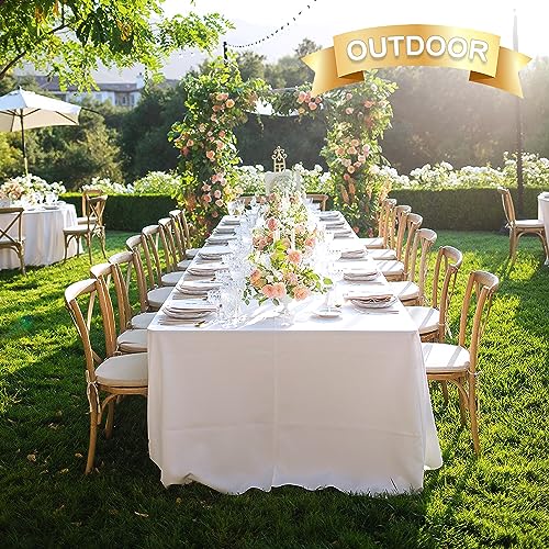 Image of sancua 8 Pack White Tablecloth 90 x 132 Inch - Rectangle Table Cloth for 6 Feet Tables Stain and Wrinkle Resistant Washable Polyester Table Cover for Dining Wedding Banquet Party Buffet Restaurant