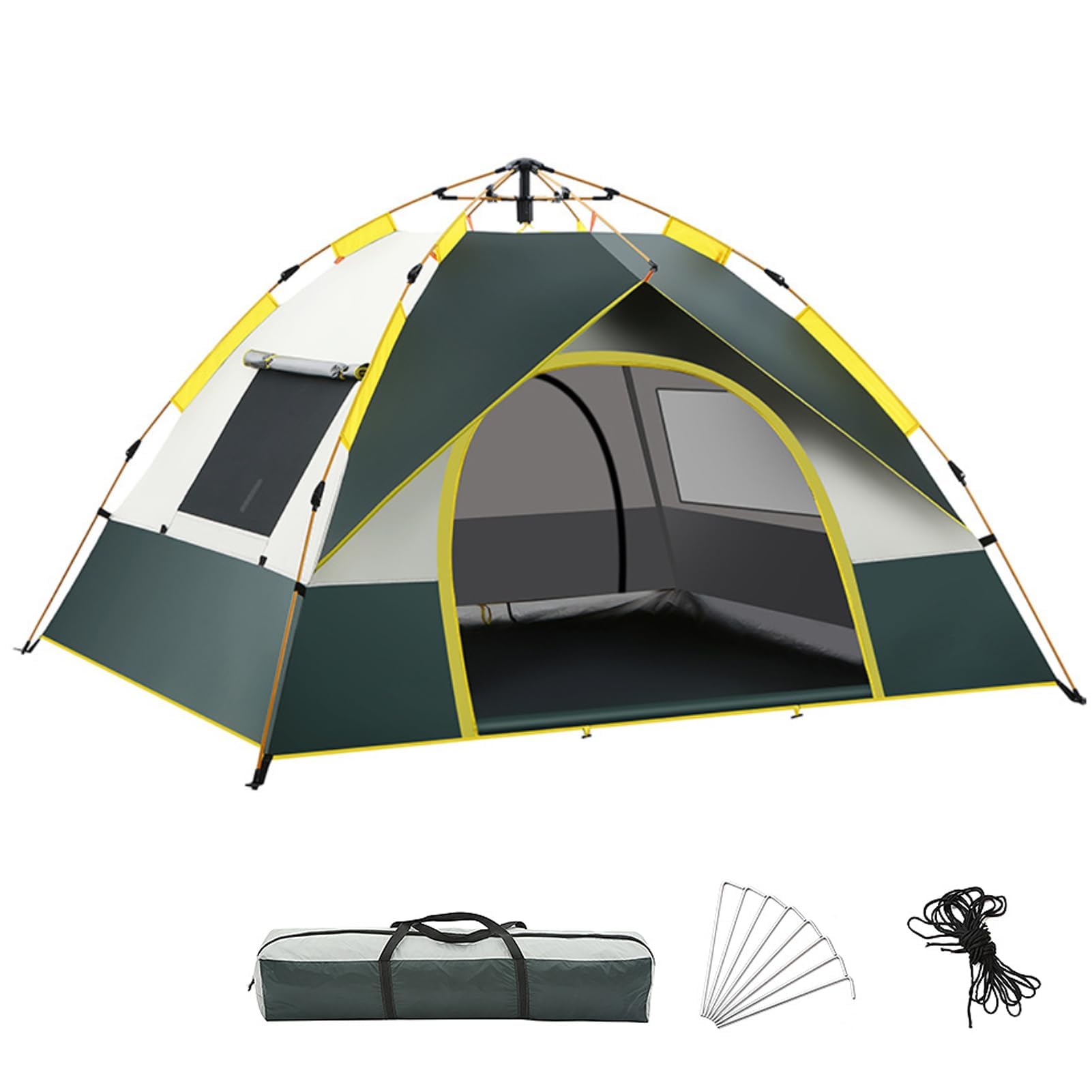 Beauenty Camping Tent, Dome Beach Tent, Automatic Family Tents, Outdoor Portable Pop Up Tent with Backpacking, Waterproof Sun Protection Ventilate Tent Setup 2Doors