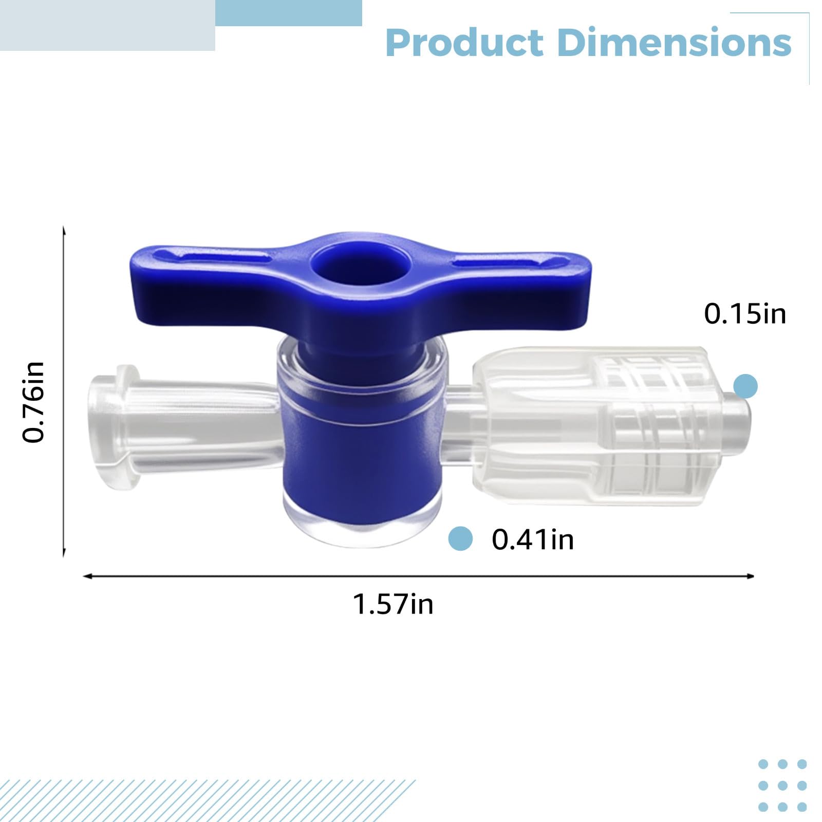 Luer Lock Lot de 15 robinets d'arrêt à poignée bleue avec connecteurs en plastique à double port avec capuchons, conçus pour les applications de transfert et d'impression