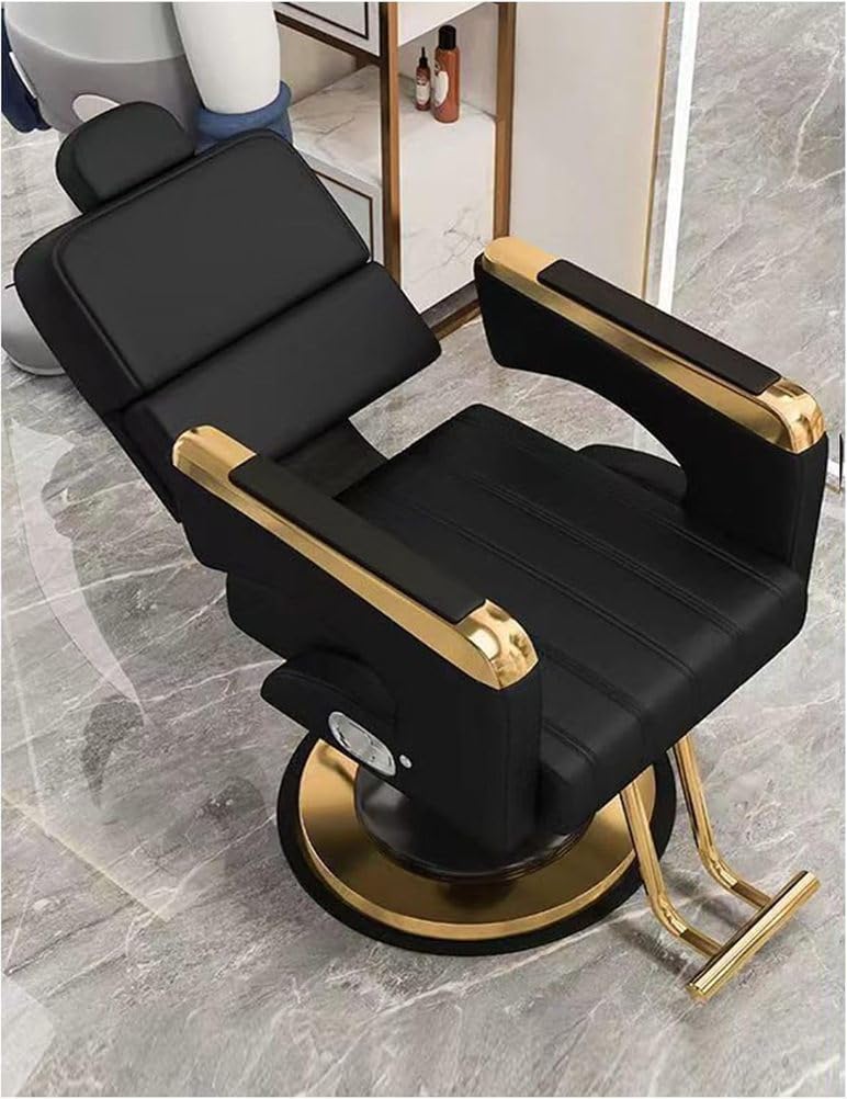 OZBMA Professional Barber Chair Hydraulic Reclining Salon with Adjustable Headrest 135° Recline ty for Beauty Black Comfortable & Stylish