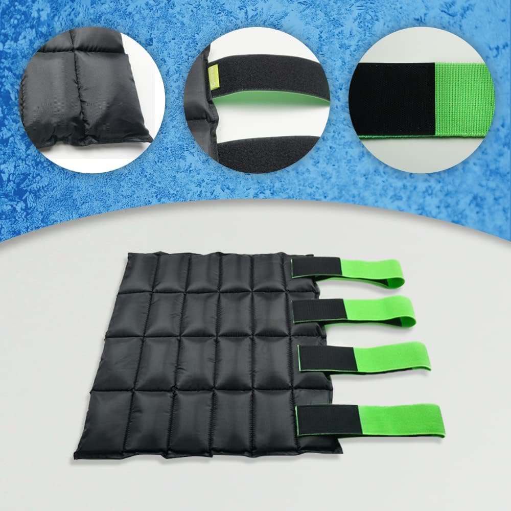 Botas de hielo de caballo para lesiones de caballo, dolor muscular, enfriar las piernas, abrigos fríos para hock, tobillo, rodilla, piernas, botas y pezos, negro verde, 1 par (2 paquetes)