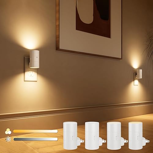 VOLISUN Luces nocturnas que se enchufan a la pared, luz nocturna LED regulable con sensor de luz del atardecer al amanecer, brillo ajustable de