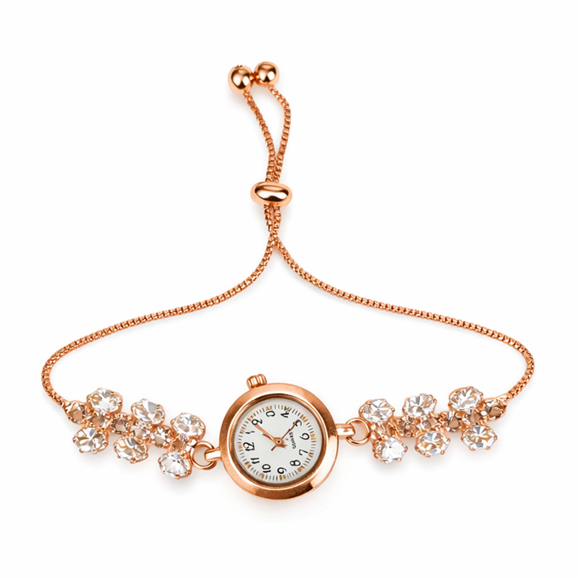 Crystal Floral Bracelet Watch for Women & Girls | Adjustable Chain Strap Analog Wrist Watch | Fashion Jewelry Watch-image-16