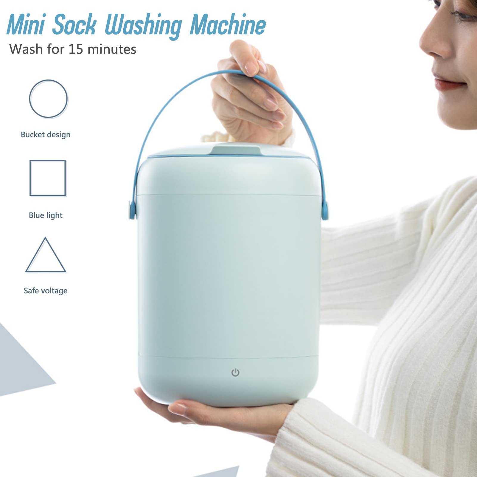 Bidirektionale Mini-Sockenwaschmaschine, Kompakt, Tragbar, Blaulicht-Waschmaschine für den Komfort Im Haushalt | 12V ABS-Material Weiß | Ideal für den Heimgebrauch