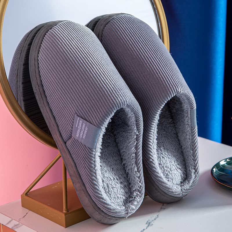 RUITOTP Chaussons Homme Rayés Hiver Mousse Mémoire Forme - Pantoufles Chaudes Antidérapantes
