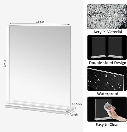 Miniatura 2 de Paquete de 4 soportes acrílicos de 8.5 x 11 pulgadas, en forma de T, soporte de acrílico transparente de doble cara para menú, para restaurantes,