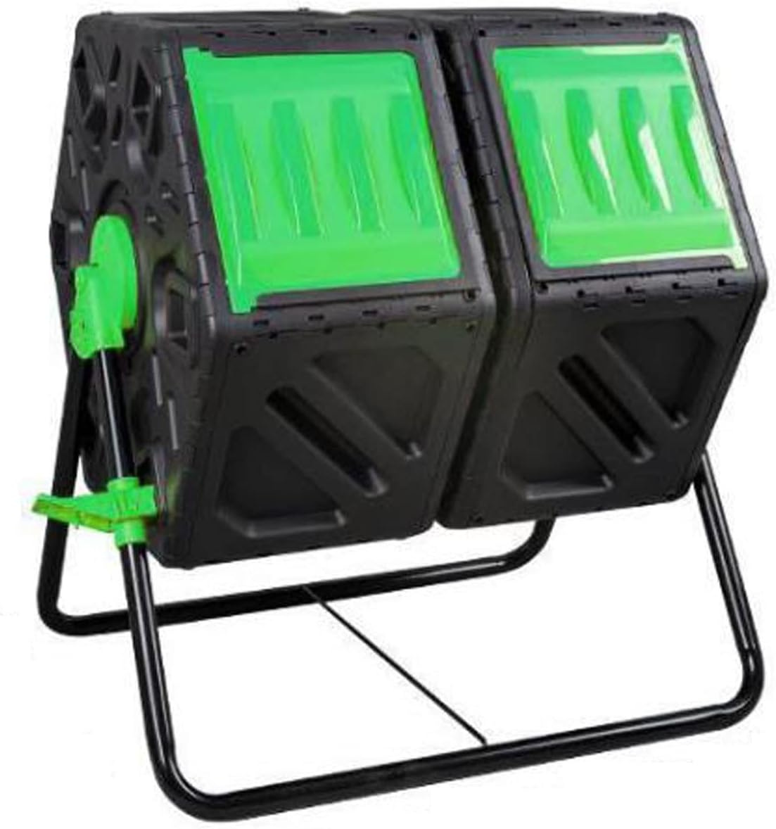 Outdoor Dual Chamber Compost Bin, 31 Gallon Rotating Composter Tumbling with 2 Sliding Doors and Aeration System, Garden Compost Tumbler, BPA Free (Color : Orange) (White)