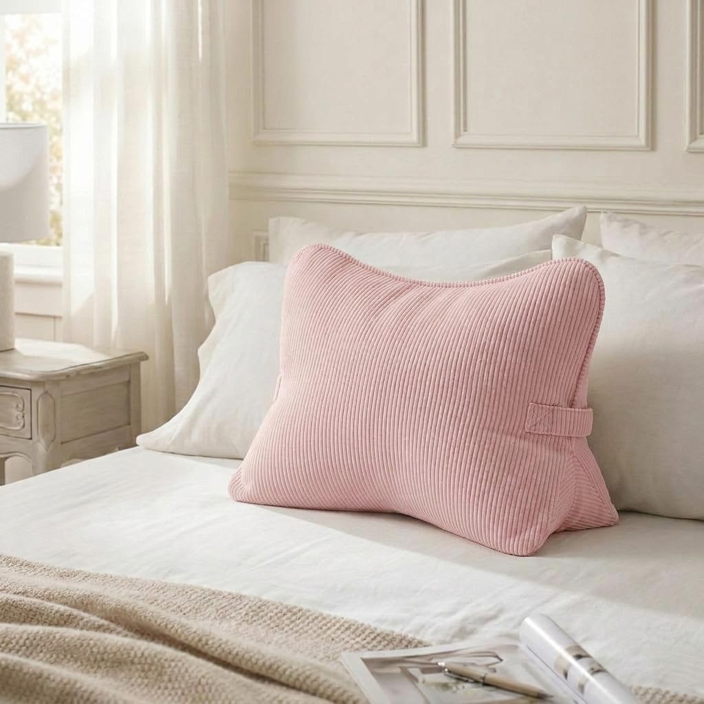 LIANSHANGNI Reading Pillows for Bed,Lumbar Support Back Pillow for Couch, Pink, Standard - Image 2