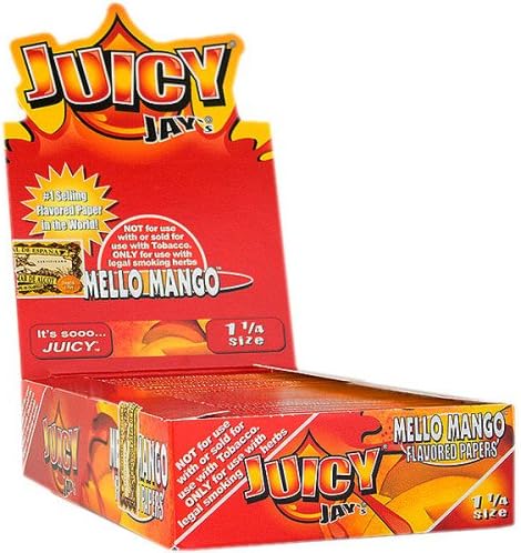 JUICY JAY'S Flavored Papers 32 Leaves 1 1/4 Mello Mango Flavor Pack of 24