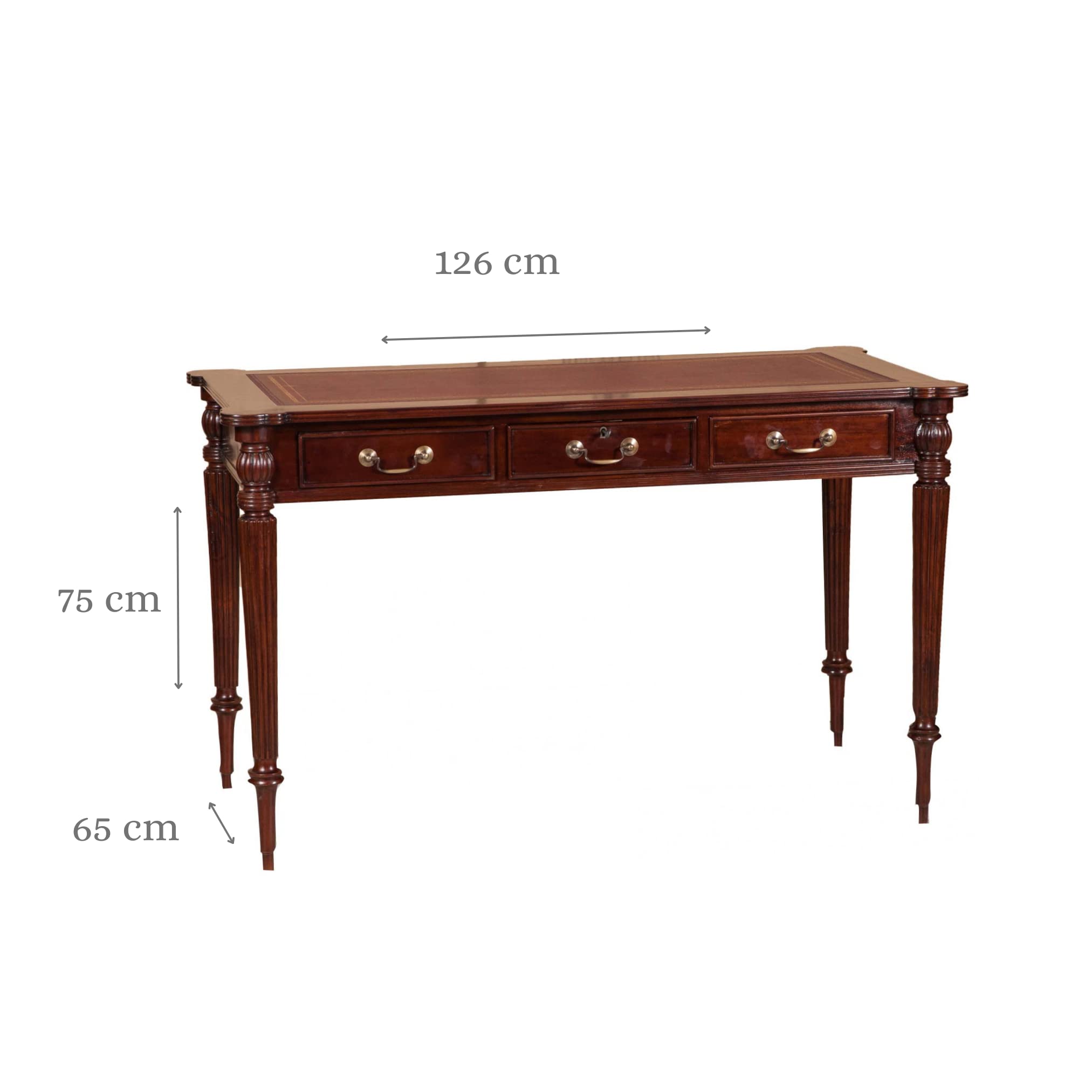 Biscottini Scrittoio vintage 126x75x65 cm | Scrivania in legno e pelle con cassetti | Scrittoio antico in legno | Scrivanie classiche per studio e camera da letto