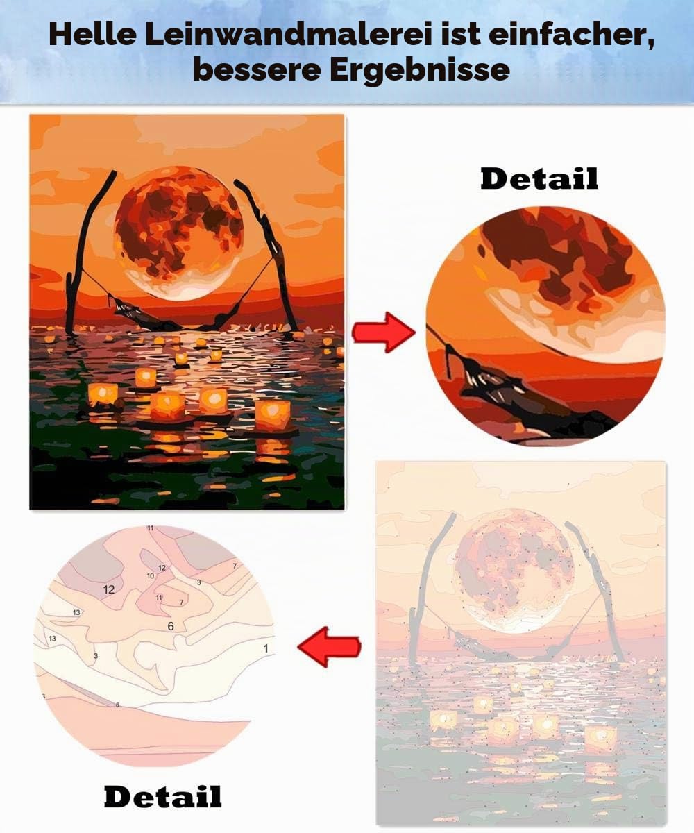 mnbhj Malen Nach Zahlen Eigenes Bild ，Personalisiert Malen Nach Zahlen Erwachsene Eigenes Foto,mit Zeichnungsfarbe und Pinsel(40 * 50CM,36 Farben,Innerer Rahmen)