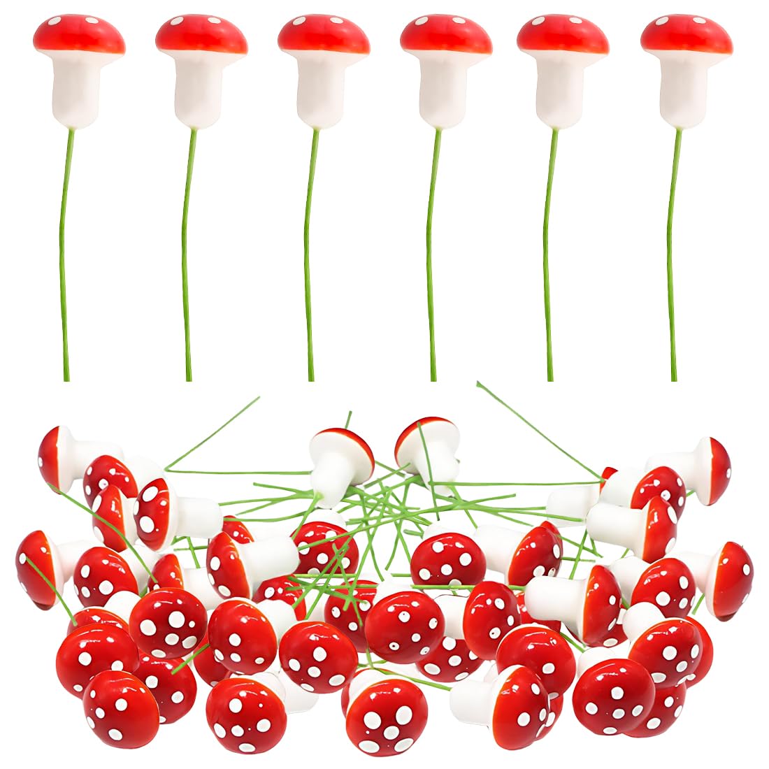 Lot De 60 Mini Champignons Décoratifs, 25 Mm, Amanites Mouches, Sur Drath, Pour Décoration D'Automne, Décoration De Table, Mariage, Anniversaire D'Enfant, Paysages Miniatures Et Jardin, Noël