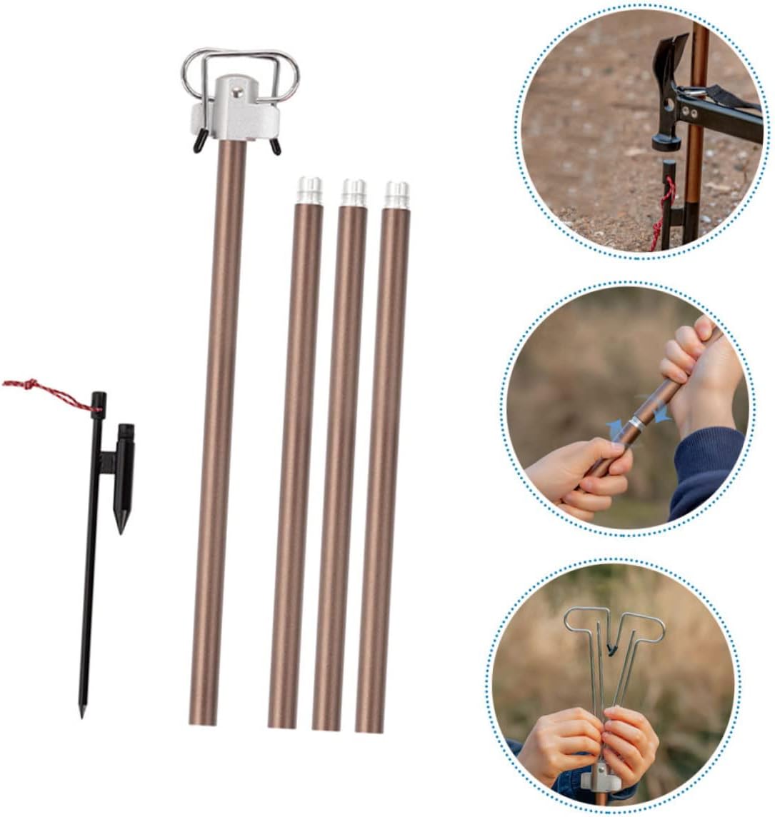 UPKOCH Adjustable Outdoor Folding Lamp Rack Aluminum Alloy Camping Light Holder Double Hooks Portable Lantern Bracket for Camping and Outdoor Activities