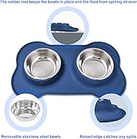 Vista 2 de AsFrost Tazones de Comida para Perros de Acero Inoxidable, Juego de Tazones de Comida y Agua para Perros, Tazones para Perros Sin Derrames