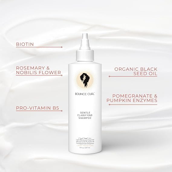 Bounce Curl Clarifying Shampoo for Curly Hair, Sulfate Free, Pomegranate Enzyme Formula, Gentle Cleanse, Frizz Control, Vegan, 8 oz