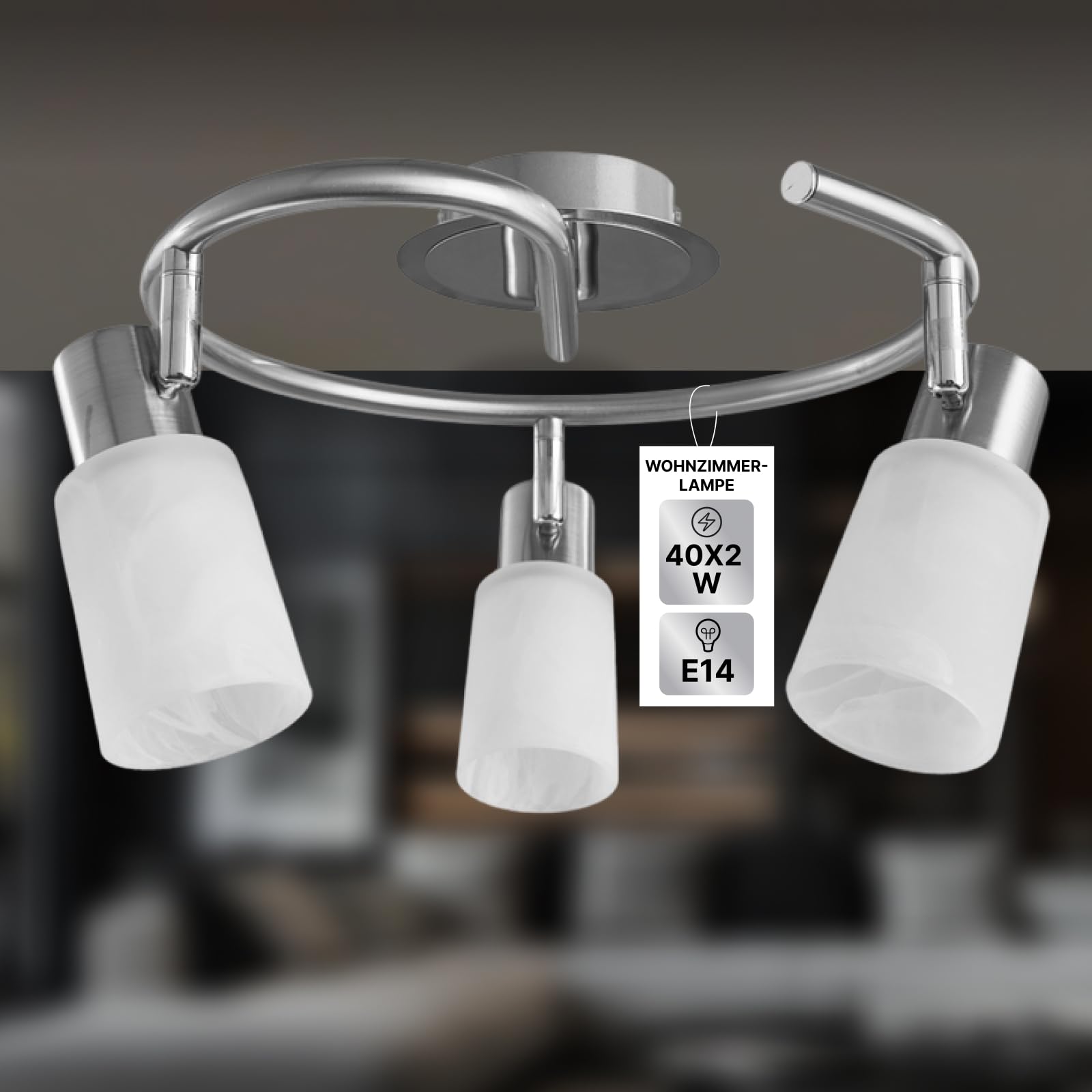 ARTE LAMP Deckenstrahler LED 3-flammig Moderne Deckenleuchte & Deckenspots für Wohnzimmer, Silber, Weiß, E14, schwenkbar, 30 x 30 x 18 cm
