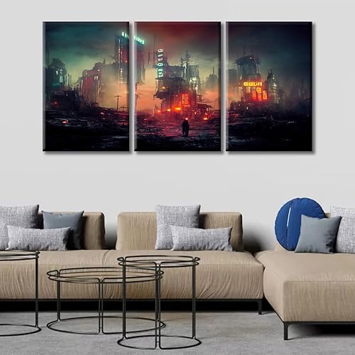 Miniatura 2 de Cyberpunk Neon City - Decoración de pared nocturna de neón para sala de estar, letreros publicitarios de neón retro para oficina, arte de pared