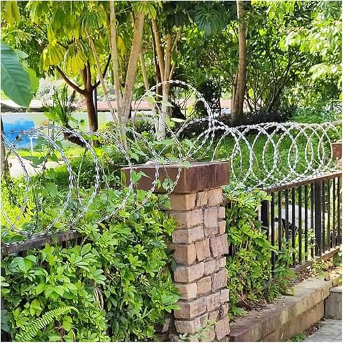 Alambre De Púas, Alambre De Espino, Alambre de acero galvanizado, cerca de alambre helicoidal de 10 m de largo for jardín, cerca de seguridad residencial comercial(Dual Spiral,Coil diameter-80cm)