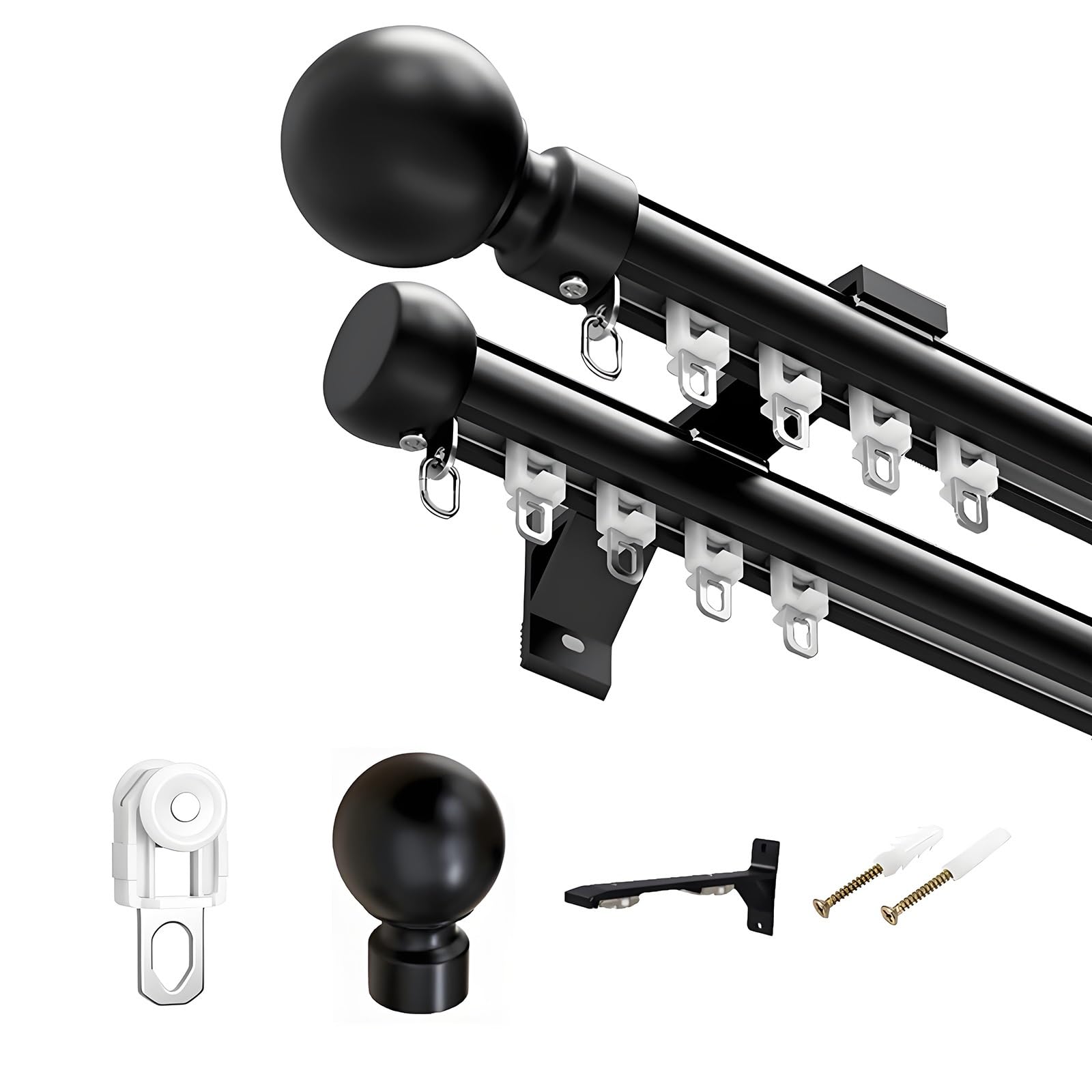 Tringle murale silencieuse en aluminium Curt S noir 100 cm extensible