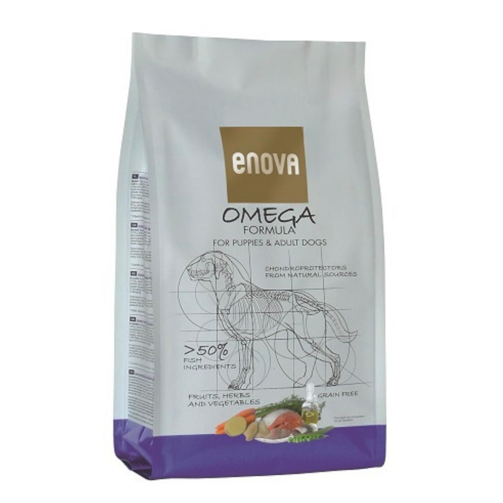 ENOVA Omega Formula Crocchette Complete per Cani, Grain-Free, Ipoallergenico, a Base di Pesce, con Condroprotettori (2 kg)