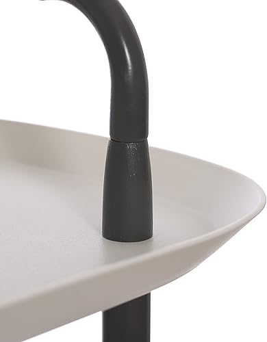 Vista 50 de Main + Mesa Carrito moderno de plástico y metal de 3 niveles, blanco y marrón