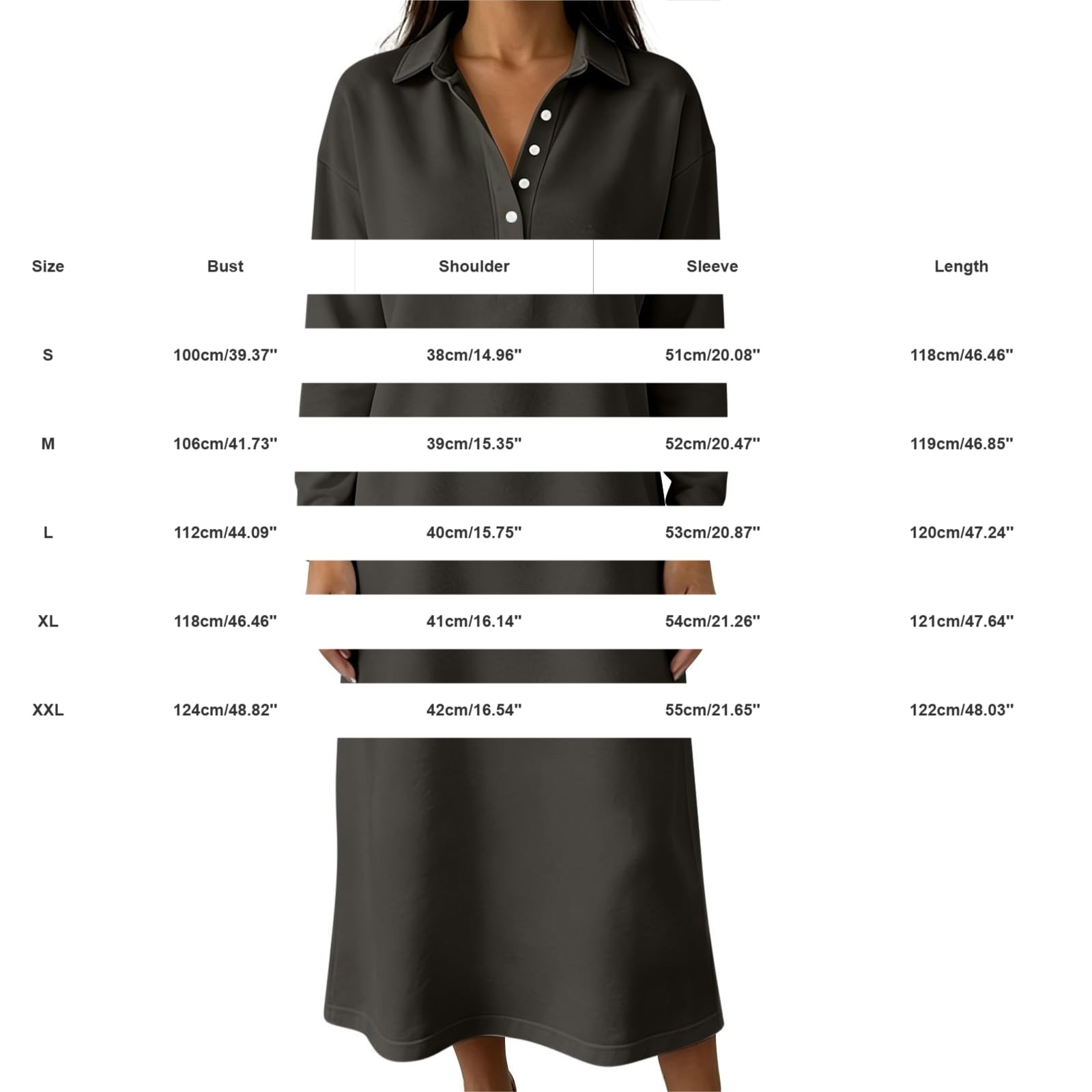 Vestito da donna a maniche lunghe, stile casual, per il tempo