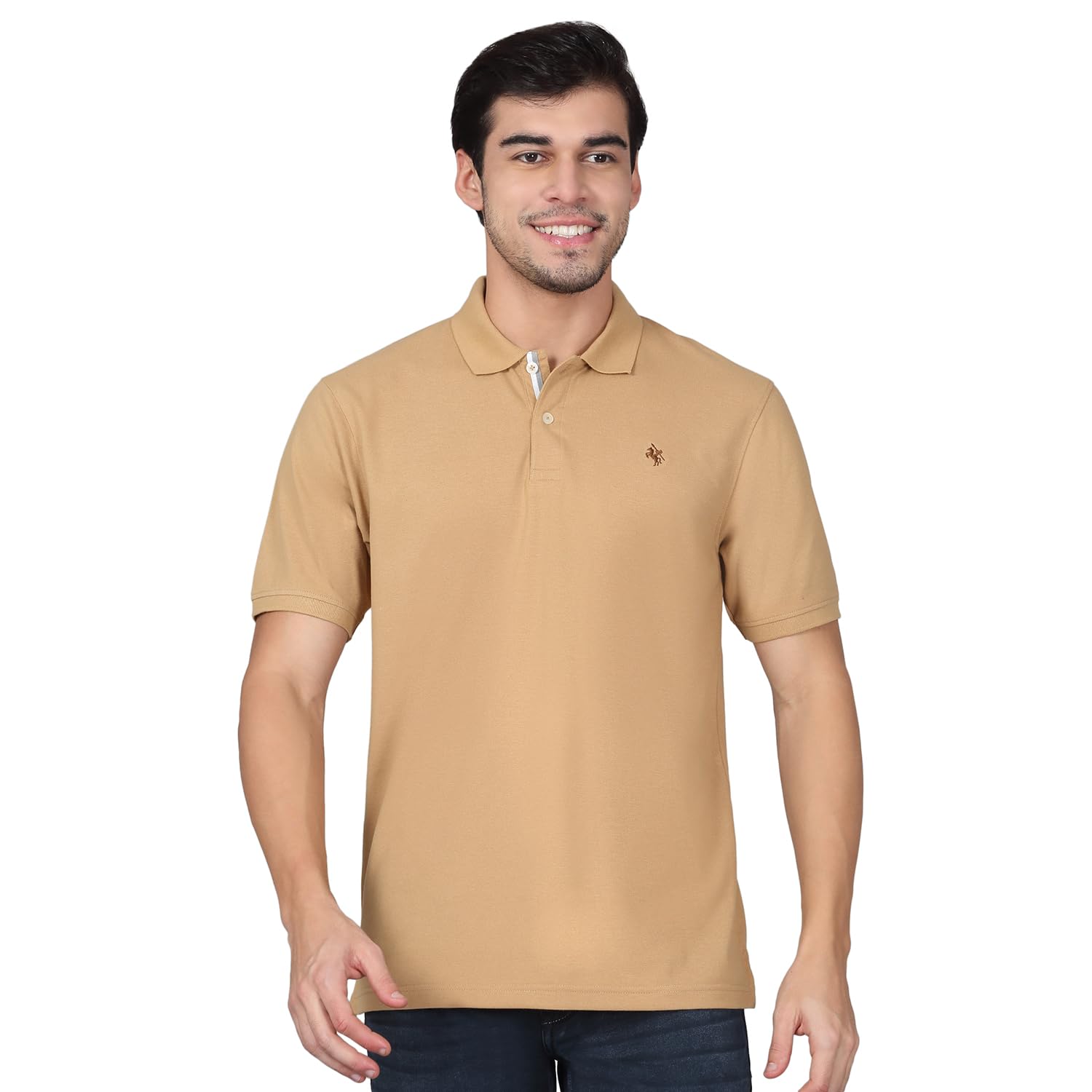 Men's Solid Khaki Half Sleeve Polo Neck Casual T-Shirt |T-Shirt for Men (MTSH00806_Khaki_XXL)-image-33