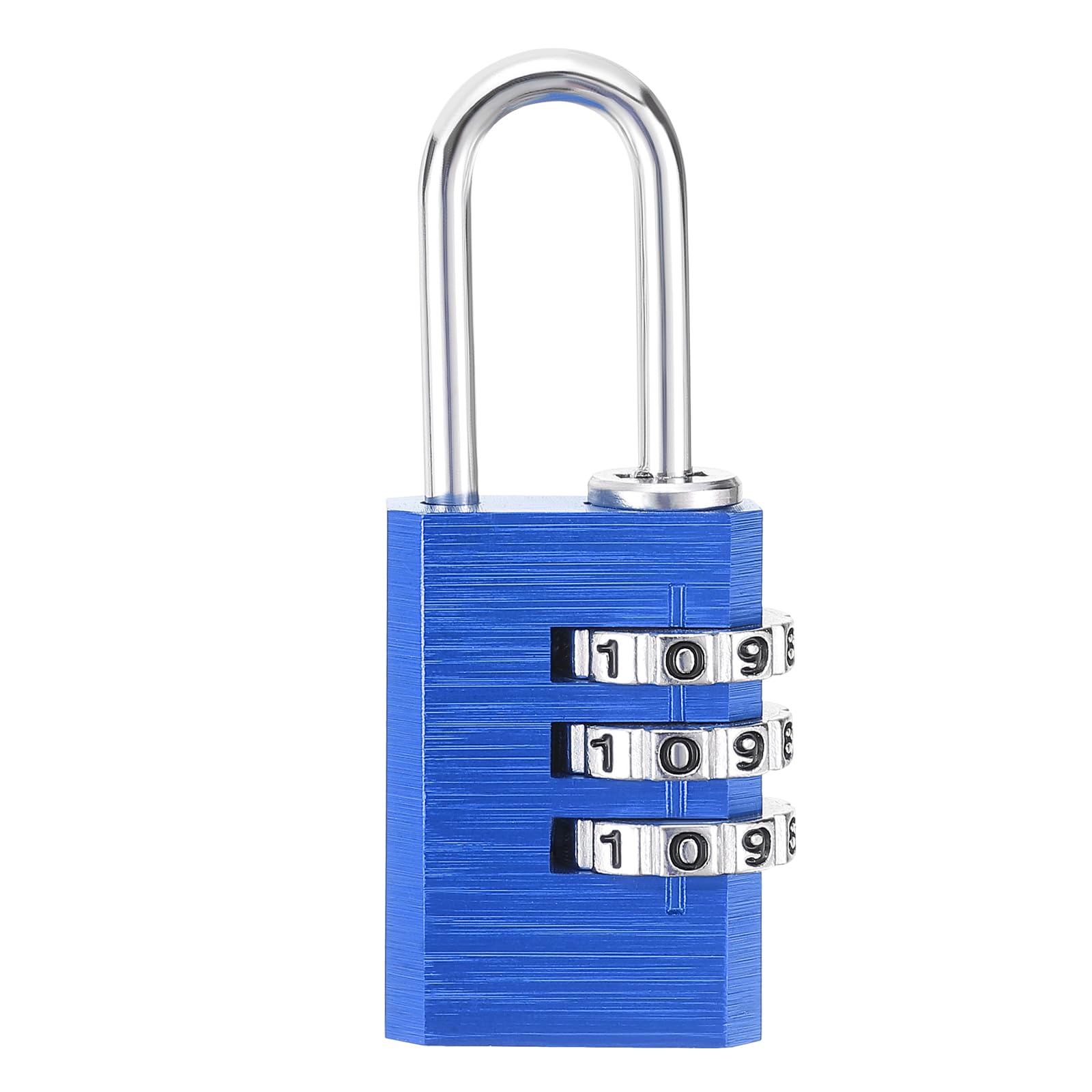 PATIKIL 3 Digit Combination Lock, (H:2.2", Blue), Aluminum Resettable Code Combo Locks Outdoor Waterproof Luggage Number Padlock Suit for - Traveling/Toolbox/Gym/Suitcases/Fence