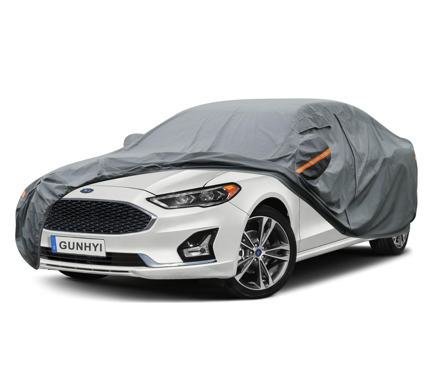 GUNHYI Premium Car Cover Custom Fit Ford Fusion, 16 Layers Heavy Duty Car Cover Waterproof All Weather with Zipper Door for Sun Rain Snow Dust Uv Protection