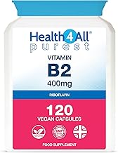 Health4All Vitamin B2 Riboflavin 400mg Migraine Support 120 Capsules 4 Months Supply, High Strength VIT B2 400mg Riboflavin Supplement, No Additives, Non-GMO, Gluten Free | Made in UK