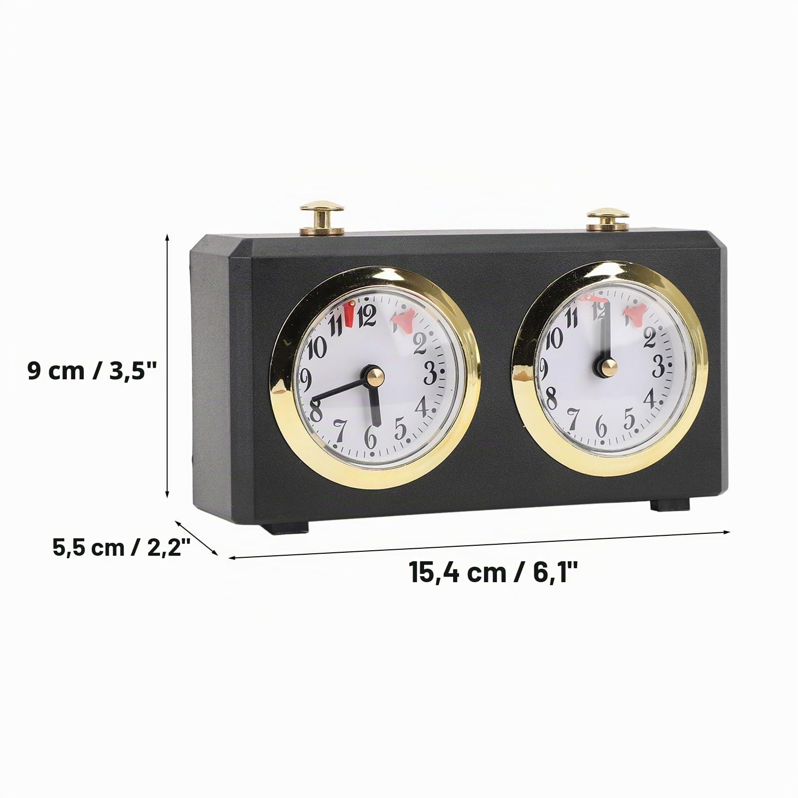 Orologio da Scacchi Analogico, Meccanismo Multifunzionale a Carica Professionale Quadranti Grandi e Facili da Leggere, Competizioni di Scacchi Cinesi, Timer Meccanico (Black)