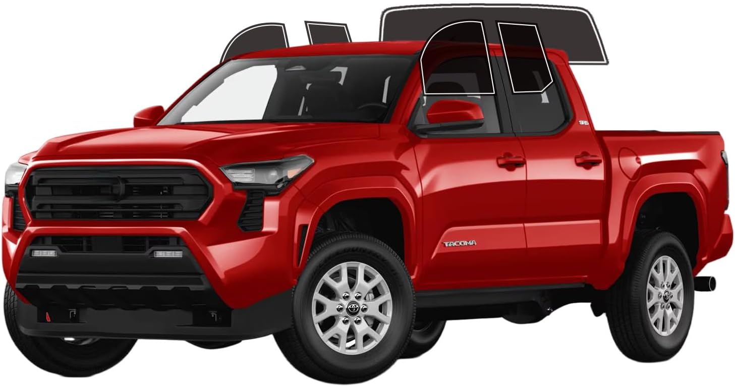 Precut Window Tint Film for Toyota Tacoma Crew 2024-2026 All Side+Rear Windshield 10% VLT 2Ply Anti-Shatter, UV Block, Privacy Protection, Easy Install, No Trimming Needed,Heat & Glare Reduction