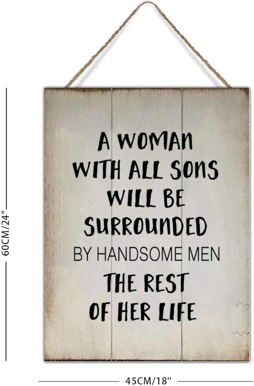 Rustic Wood Wall Plaque Inspirational Quotes Christian Sign Wall Decor A Woman with All Sons Will Be Surrounded by Handsome Wood Wall Signs for Living Room Home Decoration 18x24in