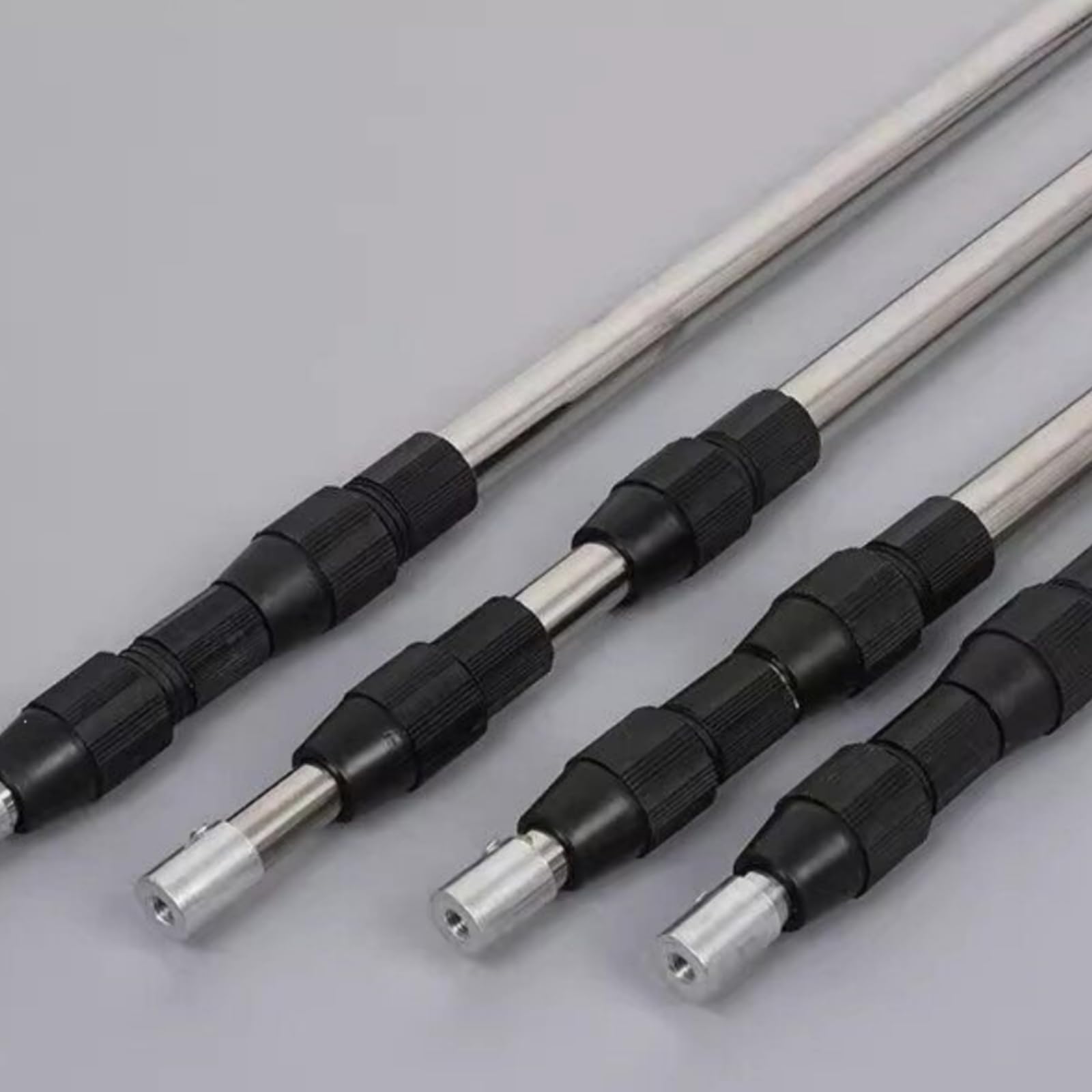Piquet de Tente Ajustable Mât Bâton Réglable Acier Inoxydable Antidérapant Téléscopique avec Verrouillage et Embout Haut Anti-Infiltration pour Abris sous Pluie Camping Randonnée, 3 Mètres