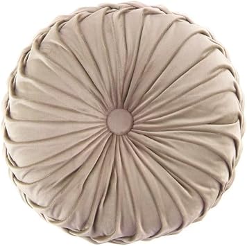 Round Throw Pillow, Velvet Pleated Wheel Throw Pillow, Decoration Pleated Round Pillow Cushion for Bedroom Chair Bed Sofa Car 1414 inches Brown 1414 inches Champagne