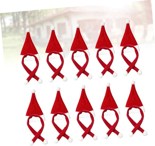 Miniatura 9 de BESTOYARD 60 piezas de bufanda de Navidad de gato, mini sombrero de Navidad, mini sombrero de Navidad, bolsas de cubiertos de vacaciones, mini