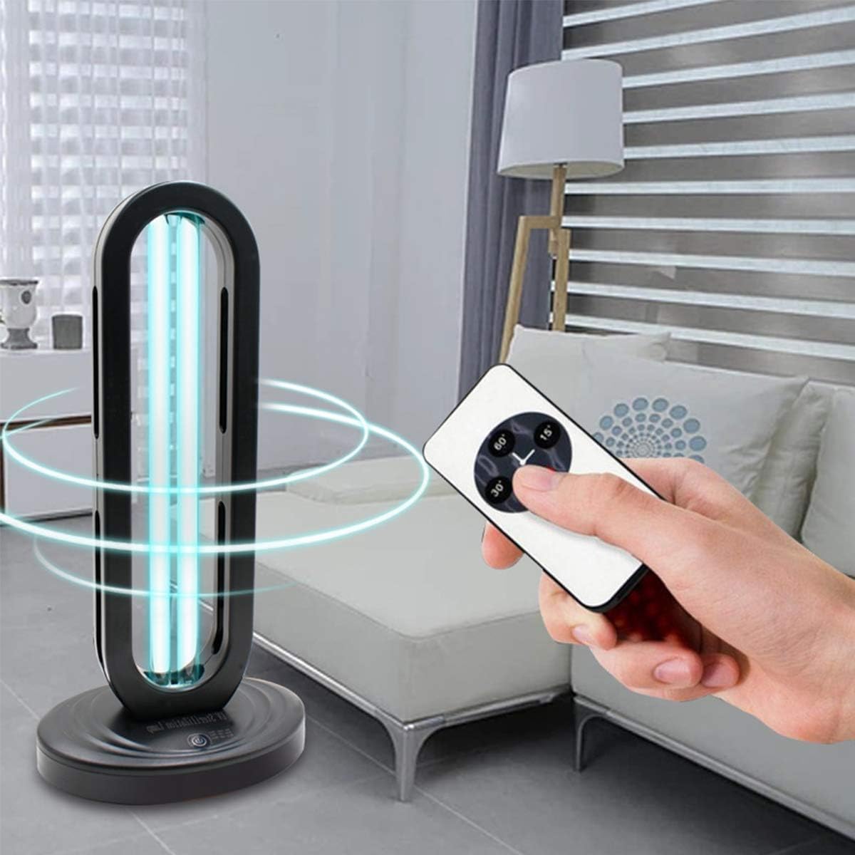 UV Lamp with Ozone Sanitizer Lamp for Home & Commercial – 38W UVC Sanitizer Lamps with Remote Control & 3-Speed Timer (15/30/60 Mins), 99.99% Disinfection Rate,110V Odor Elimination- EPA Certified